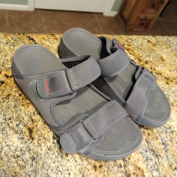 FitFlop Gogh Moc Water-Resistant Outdoor Adjustable Sandals Men's Sz 9 Gray - Picture 5 of 10